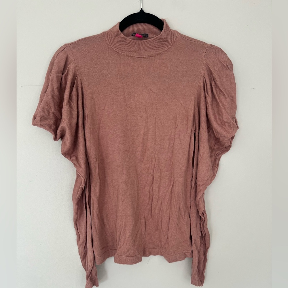Vince Camuto Puff Sleeve, Mock Neck Sweater, Dusty Rose Pink, Womens Size XS